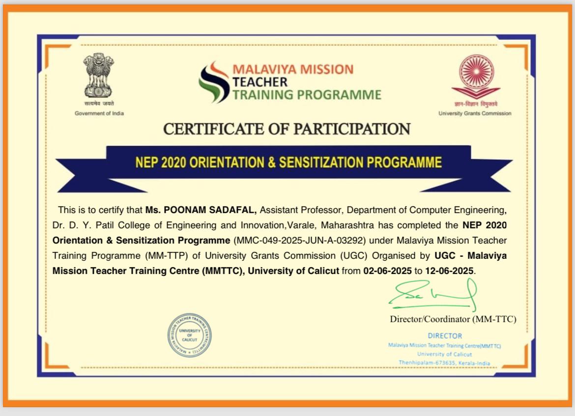 NEP 2020 Certificate